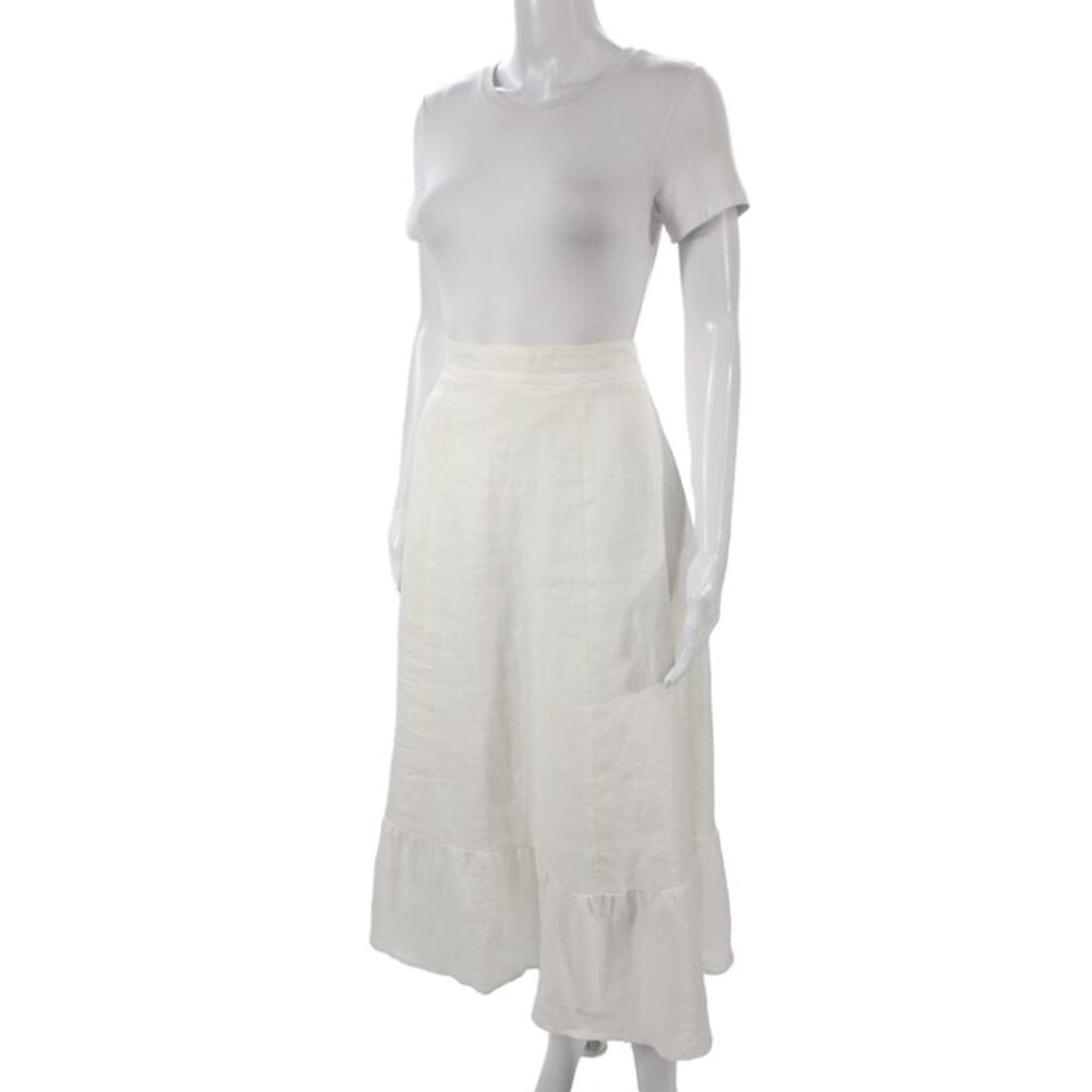 Reformation Womens A-Line White Linen Midi Skirt Size 4 - Picture 2 of 5